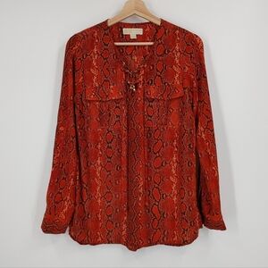 Michael Kors Silk Snakeskin Print Blouse